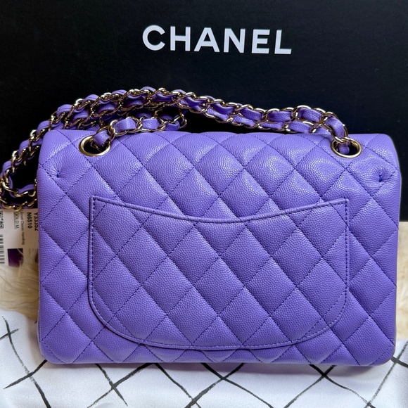 NEW Chanel 20S Lilac Caviar Small Classic Flap Bag Light Gold Hardware RARE - Picture 2 of 11